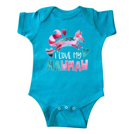 

Inktastic I Love My Mawmaw Pink and Blue Fox with Hearts Gift Baby Boy or Baby Girl Bodysuit