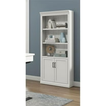 Pemberly Row Wood Lower Doors Bookcase Office Bookcase Fully Assembled White