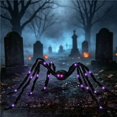 thumbnail image 2 of Halloween Giant Glowing Plush Spider Decorations Outdoor Poseable Spider Halloween Prop with LED Light-Up Eyes Legs Bendable Metal Wire Indoor Lawn Porch Yard Garden Party Scary Decor, 2 of 9