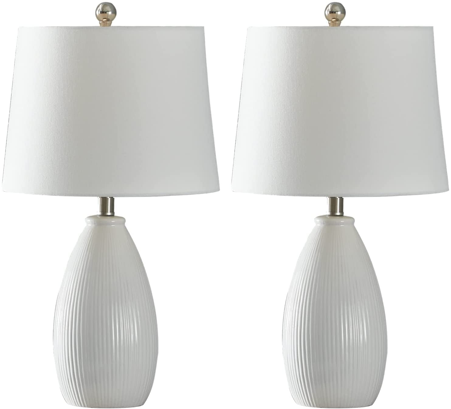 Maxax Table Lamps Set of 2 Ceramic Nightstand Lamps White Bedside