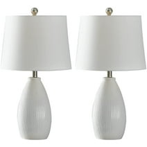 Maxax Table Lamps Set of 2 - Ceramic Nightstand Lamps White Bedside Lamp with White Shade