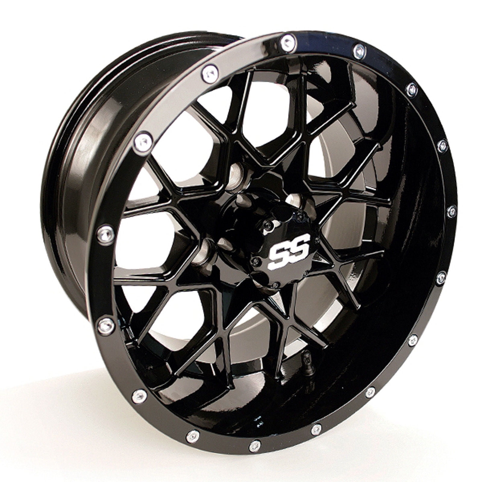 12" Vortex Gloss Black Wheels and XTrail Tires + GTW Quality Golf Cart Lift Kit