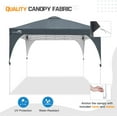 thumbnail image 4 of EAGLE PEAK 10' x 10' Outdoor Pop Up Canopy Tent, Portable Sun Shelter with Leg Skirts, Vented Top and Wheeled Carrying Bag, Gray, 4 of 8