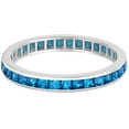 thumbnail image 2 of Princess-Cut Blue Topaz Eternity Ring Band 14k White Gold (1.36ct), 2 of 5