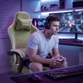thumbnail image 4 of Vyrox Reclining Gaming Chair with Footrest, Massage Lumbar Support, Breathable Technical Fabric, Ergonomic Video Game Chair with Headrest, Green, 4 of 7
