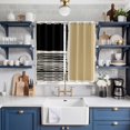 thumbnail image 2 of Beige Kitchen Curtains Window Panels, Modern Abstract Art Farmhouse Striped Insulated Window Treatment Curtain, Grommet Curtains for Bedroom/Living Room/Bathroom, 2 Piece 52"Wx84"L, 2 of 8
