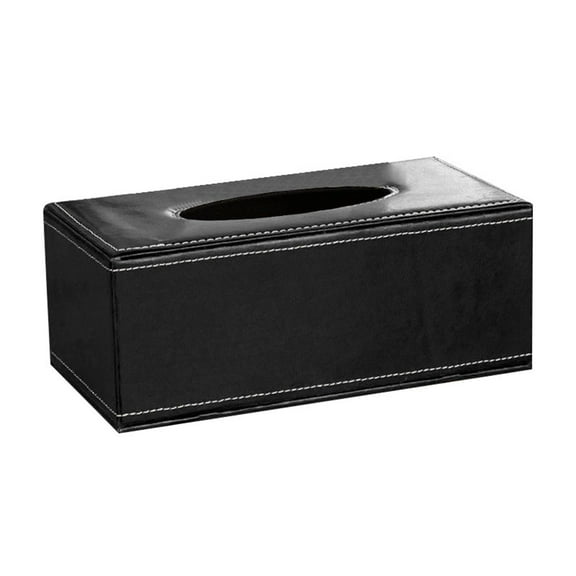 High-end Fashion PU Leather Tissue Box Holder Black with lid, Rectangular Napkin Facial Tissues Holder Dispenser,Home Office Car Tissue Box Cover Decorative Container with Magnetic Bottom