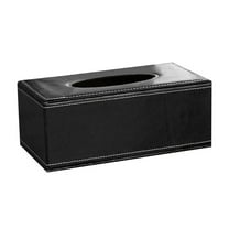 High-end Fashion PU Leather Tissue Box Holder Black with lid, Rectangular Napkin Facial Tissues Holder Dispenser,Home Office Car Tissue Box Cover Decorative Container with Magnetic Bottom