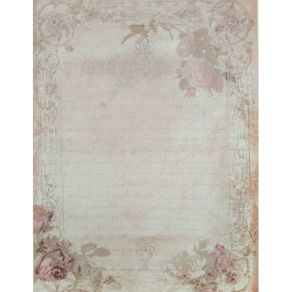 Faded Manuscript Designer Printed AIDA Fabric. Canvas for embroidery with an applied background KF-1313A