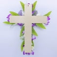 thumbnail image 7 of Tyeign Easter Cross Wreath, 14X17In Pink Tulip & Ribbon Spring Door Hanging, Artificial Floral Cross for Front Door Wall, Christian Holiday Wedding Decor, 1*Wreath, 7 of 7