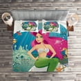 thumbnail image 2 of Ambesonne Colorful Quilted Coverlet 3 Pcs, Underwater Mermaid, Queen Size, Multicolor, 2 of 2