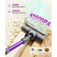 thumbnail image 3 of Hosaud Cordless Vacuum Cleaner - 45000pa 550W 55mins 2600mAh Lightweight Stick Vacuum Cleaners for Home Pet Hair Carpet Floor Purple, 3 of 11