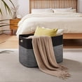 thumbnail image 2 of 108L Extra Large Blanket Basket, 25”x16”x16” Laundry Basket, Blanket Storage for Living Room, Dog Toy Storage with Handle - Grey & Black, 2 of 14