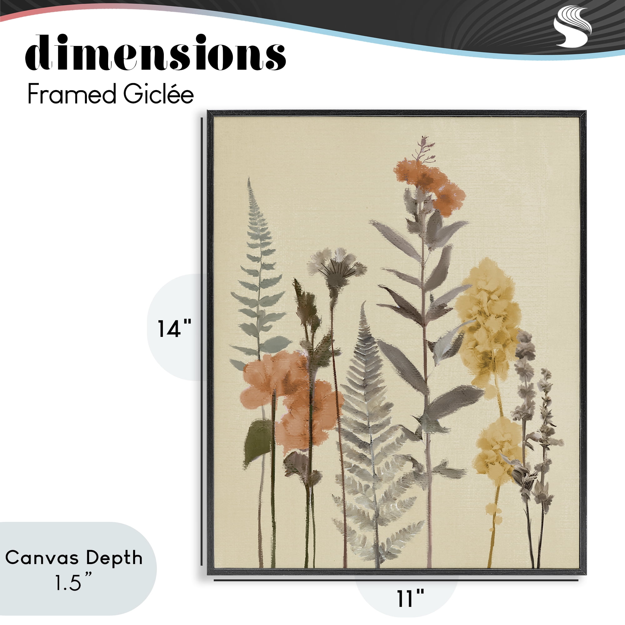 Stupell Industries Fall Botanicals Fresh Ferns Black Framed Giclee Art, design by Elizabeth Medley