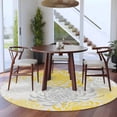 thumbnail image 4 of Yellow Grey Chrysanthemum Round Rugs 6ft, Farmhouse Botanical Floral Modern Non Slip Washable Rug Runner, Low Pile Indoor Floor Carpet Mat Bathroom Rugs for Living Room, Bedroom, Kids Room, 4 of 9
