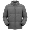 thumbnail image 4 of Mifsaly Mens Puffer Jacket Solid Color Stand Collar Full Zip Casual Padded Winter Coat with Multi Pockets Dark Gray,3XL, 4 of 8