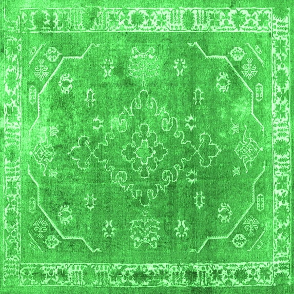 Ahgly Company Indoor Square Abstract Green Contemporary Area Rugs, 8' Square