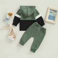 thumbnail image 5 of KYAIGUO Baby Infant Boys Girls Spring Sweatshirt Set Fall Patchwork Contrast Sweatshirt Outfits 2PCS Fall Long Sleeve Hoodie Pullover Jogger Pants for 0-3Y, 5 of 10