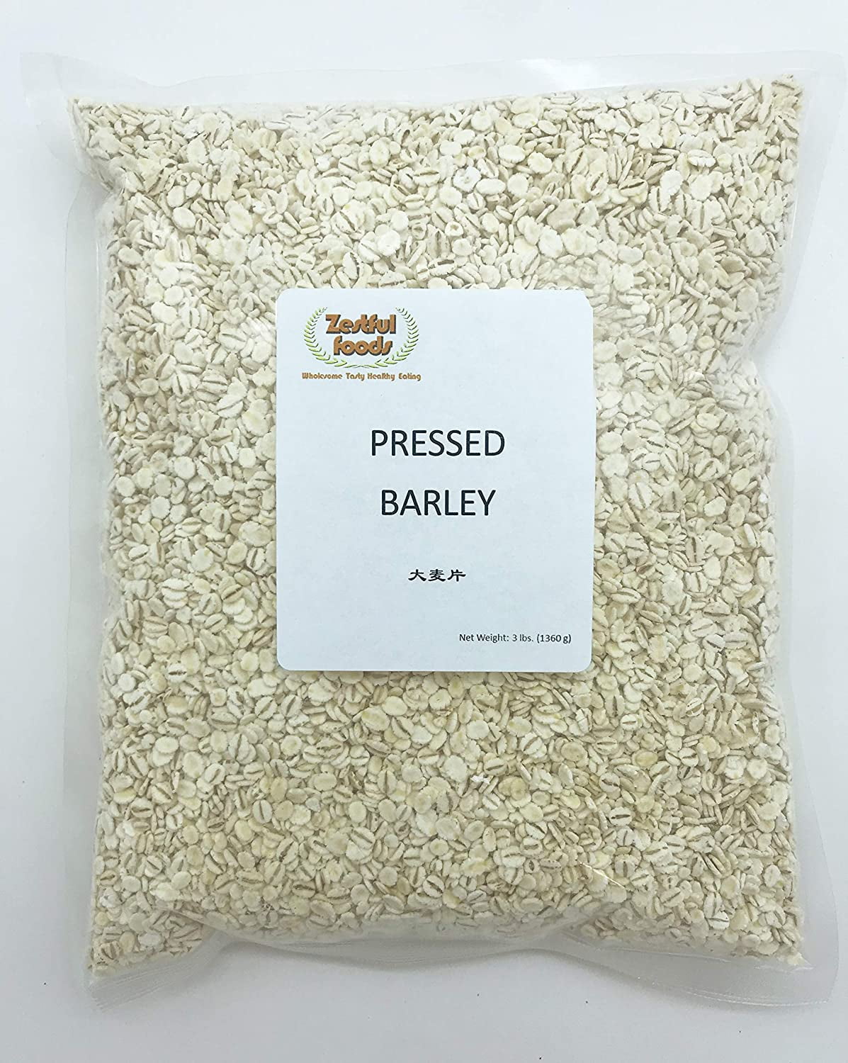 Zestful Foods 3 Pounds Whole Grain Rolled Barley, Pressed Barley
