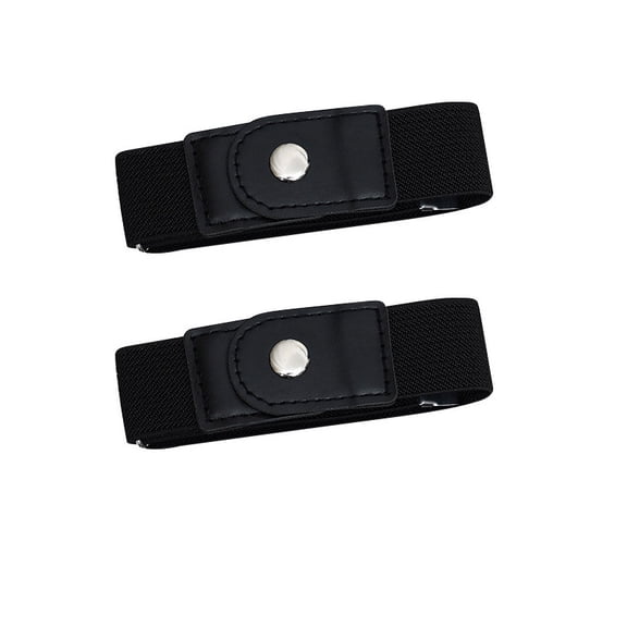 TELOLY 2 Pcs No Buckle Belts for Women and Men,Men Side Belts,Without Buckle Elastic Stretch Invisible Belt Adjustable Comfortable Belt with Pu Material for Most of Pants Jeans