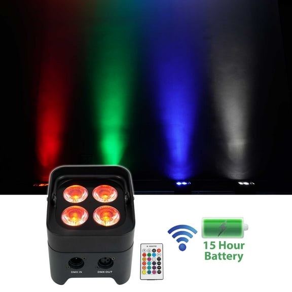 Rockville BEST PAR 50 Rechargeable Par Can Wash Light w/ Wireless DMX RGBWA UV