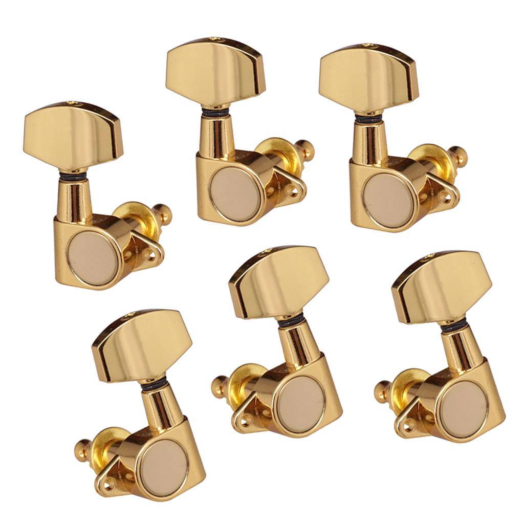 QccHieUs 3R3L Acoustic Electric Guitar String Tuning Pegs Keys Golden Gold square handle