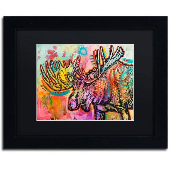 Trademark Fine Art "Moose" Canvas Art by Dean Russo, Black Matte, Black Frame