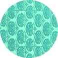 thumbnail image 1 of Ahgly Company Indoor Round Abstract Turquoise Blue Modern Area Rugs, 8' Round, 1 of 4