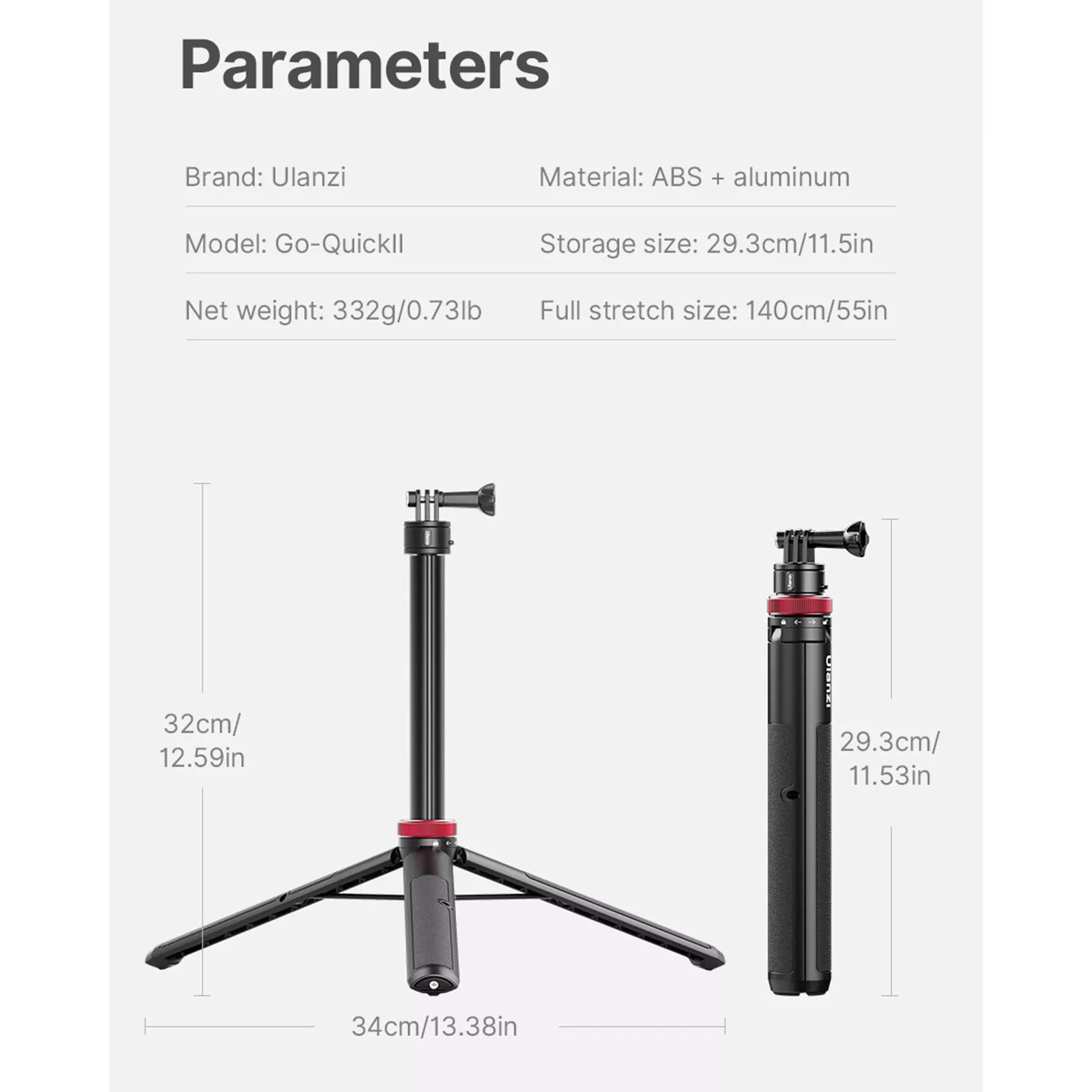 Ulanzi Go Quick II 1.4m Extendable Tripod – Magnetic Quick-Connect Tripod for GoPro Hero 12-5, Insta360 & DJI Action Cameras