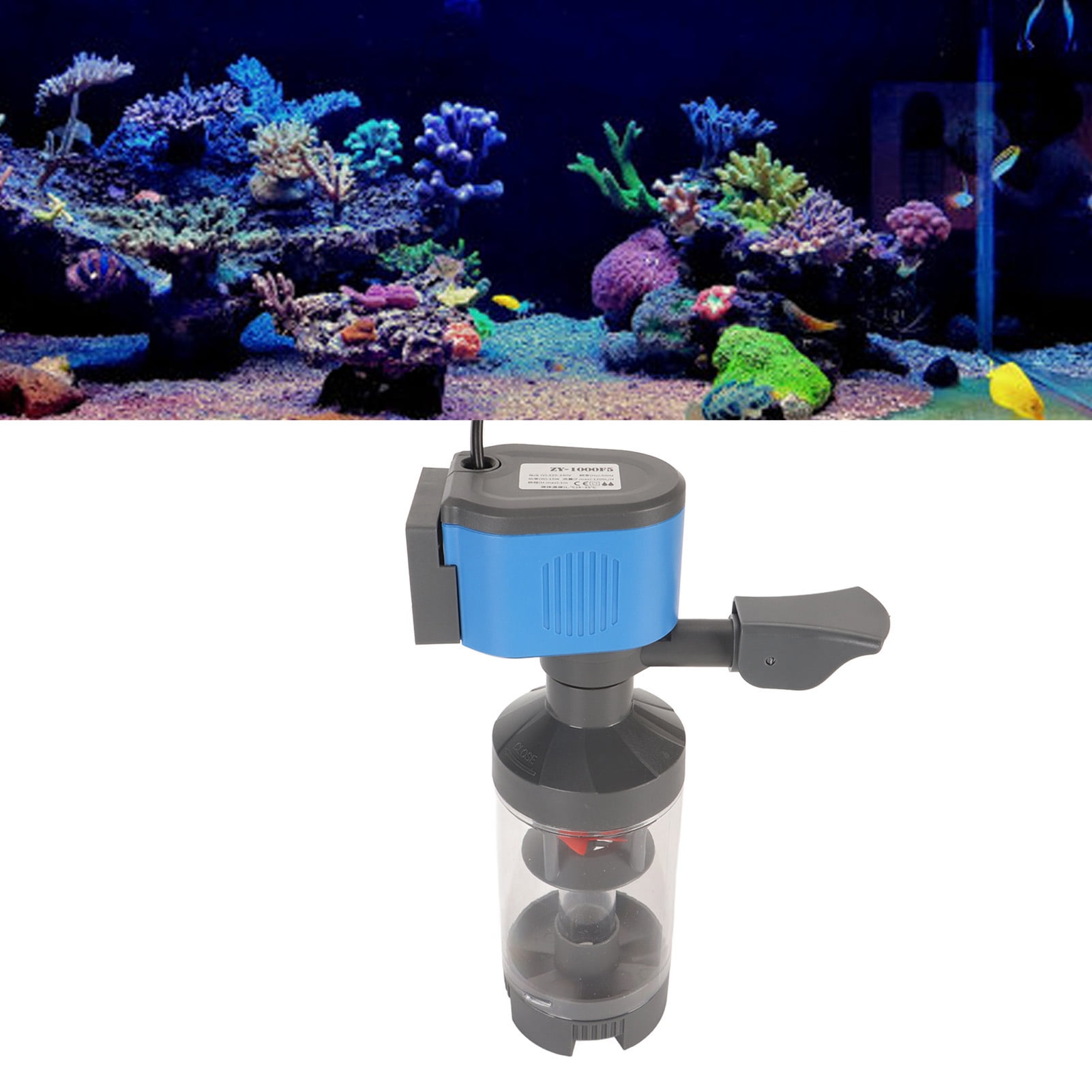 NFTIGB 5-in-1 Aquarium Filter Pump, Quiet Submersible Fish Tank Manure Collection System with 2 Filter Sponges, 15W 110V (7.48 inches / 19 cm)