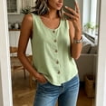 thumbnail image 5 of Tank Tops for Women Sleeveless Round Neck Solid Color Button Shirts, 5 of 8