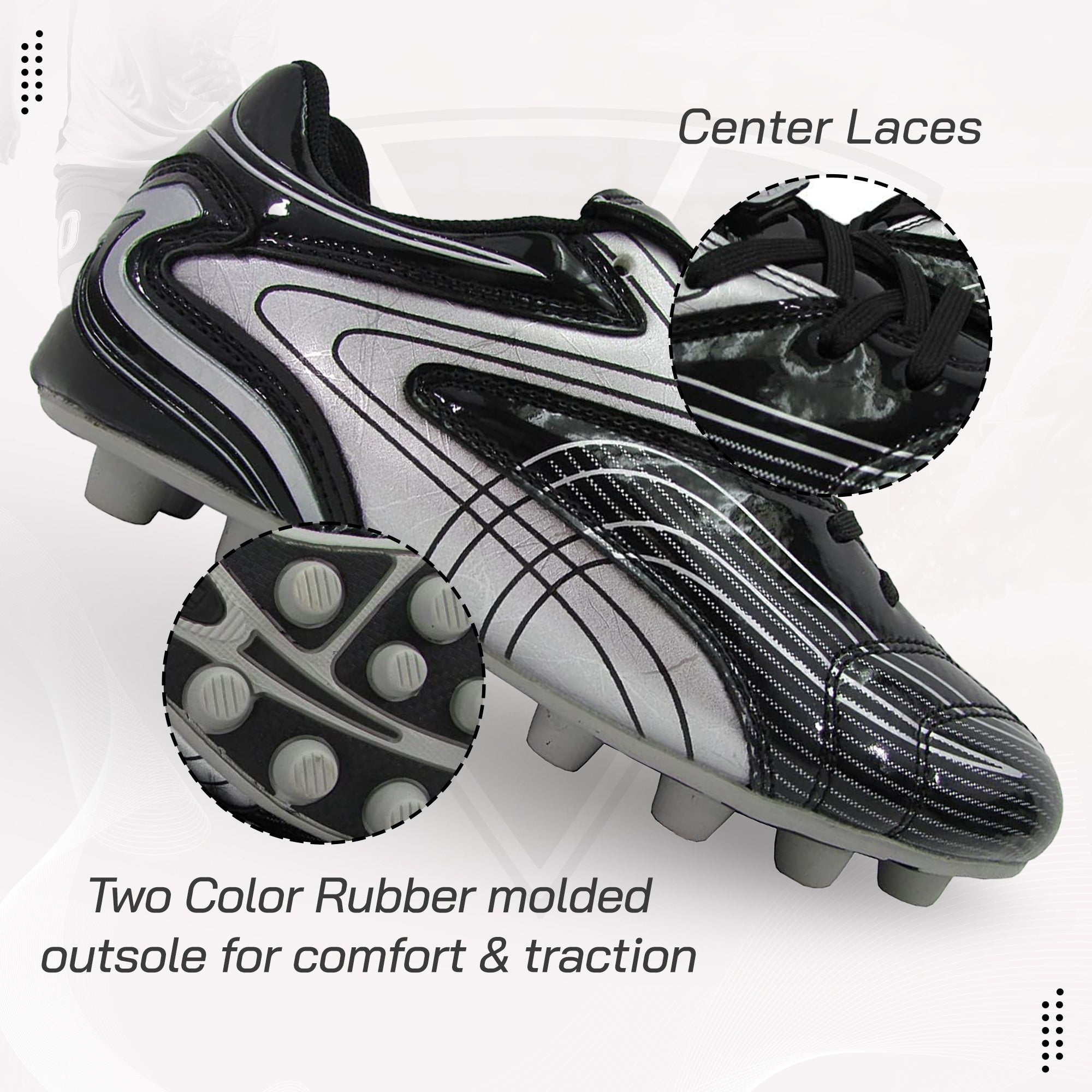 Vizari FG Soccer Cleats for Men & Women | Comfortable Outdoor Football Shoes for Training & Matches - Black, 6.5