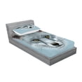 thumbnail image 2 of Ambesonne Animal Fitted Sheet & Pillow Sham Set, Fluffy Forest Creature, Twin, Pale Blue, 2 of 2