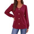 thumbnail image 2 of Fantaslook Tops for Women V Neck Long Sleeve Blouses Eyelet Casual Fall Shirts Trendy, 2 of 9