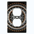 thumbnail image 2 of Metal Light Switch Plate Cover Orange Black Mandala Circle Pattern MDL005, 2 of 13