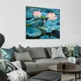 thumbnail image 2 of JRXY Blooming Lotus Flower Canvas Wall Art Pink Floral Artwork Picture Giclee Prints Framed Water Lily Painting Home Decor for Bedroom Each Size 16x16 inch 20x20 in, 2 of 4