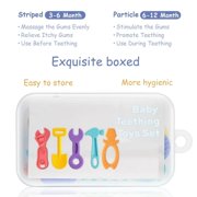 Teething Toys for Babies 0-6 Months 6-12 Months,Smasener Baby Teether Toys with Toothbrush,5 Pack Soft Silicone Baby Chew Toys Gift for Infants Toddler Boys and Girls,Tool shaped teether sets