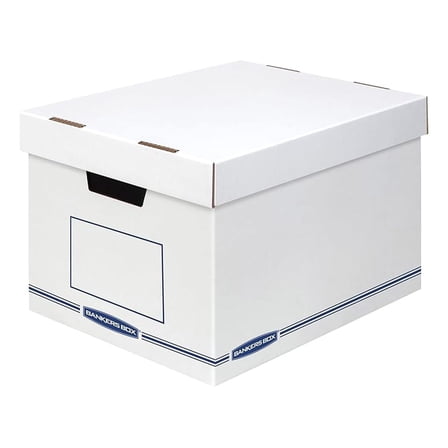 Bankers Box Organizers Storage Boxes - External Dimensions: 12.8" Width x 16.5" Depth x 10.5" Height - Medium Duty - Single/Double Wall - Stackable - White, Blue - For Storage - Recycled - 12 / Carton