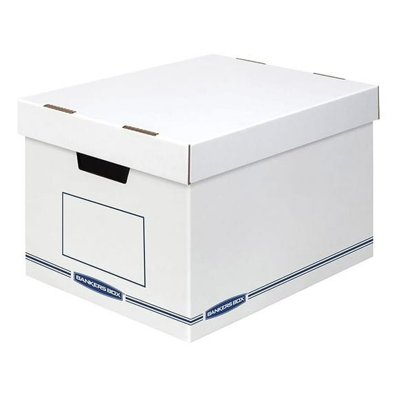 Bankers Box Organizers Storage Boxes - External Dimensions: 12.8" Width x 16.5" Depth x 10.5" Height - Medium Duty - Single/Double Wall - Stackable - White, Blue - For Storage - Recycled - 12 / Carton