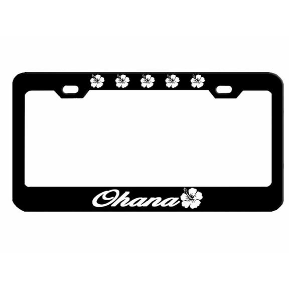 Ohana Design Metal License Plate Frame Personalized/Car Accessories Car Tag Holder Cover (Black/White)