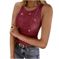 thumbnail image 3 of Women's Sequin Tank Tops Summer Casual Slim Fit Crewneck Sparkle Shimmer Sleeveless Blouse Tops, 3 of 10