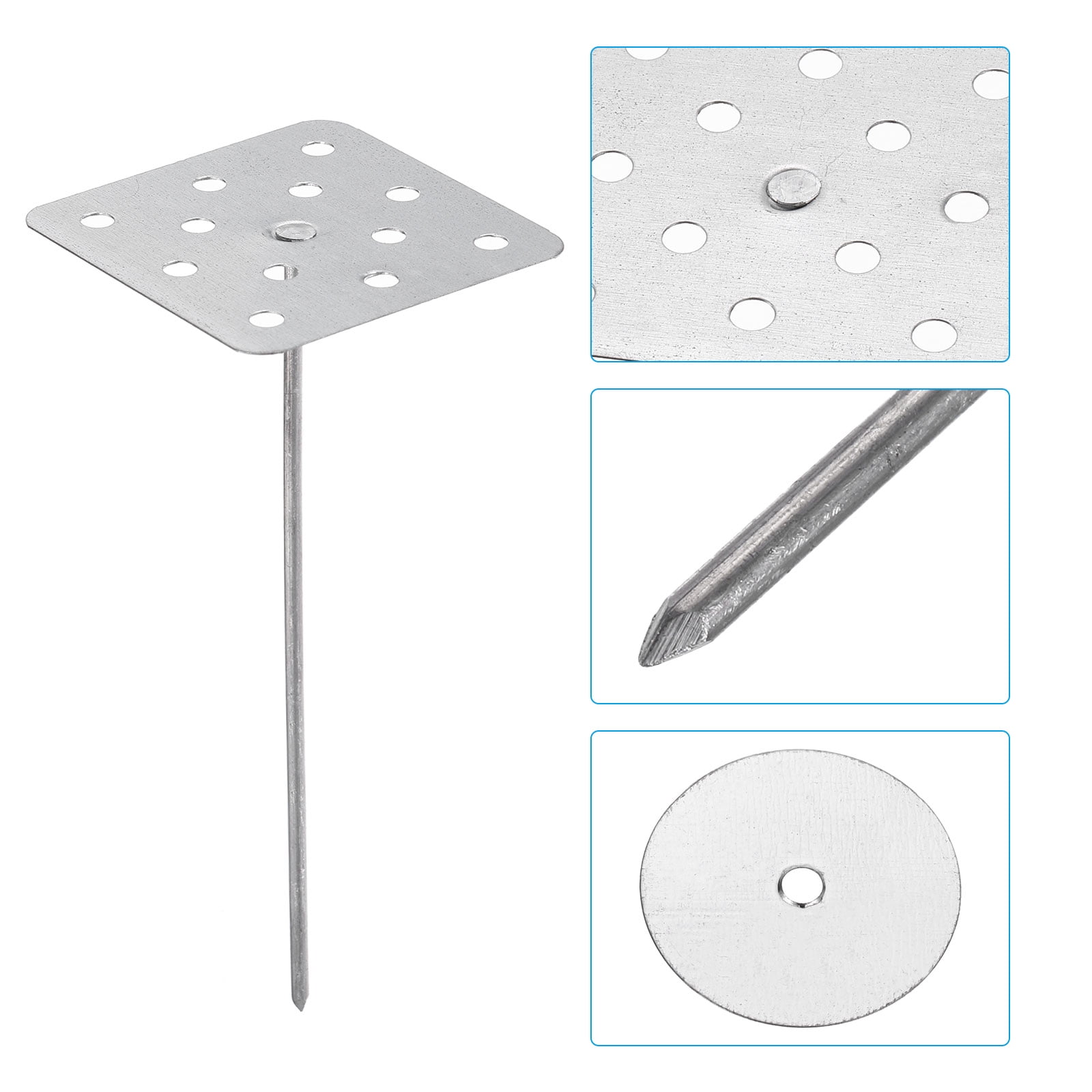 5.9 Inch Perforated Insulation Pins with Round Washers, 30 Pack Aluminum Insulating Nails for Fixing Foam Boards