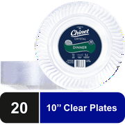 Chinet Crystal Premium Plastic Dinner Plates, Clear, 10", 20 Count