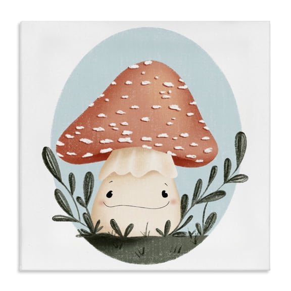 Stupell Industries Traditional Smiling Mushroom In Nature Canvas Art, 17 x 17, by Sarah Hickman