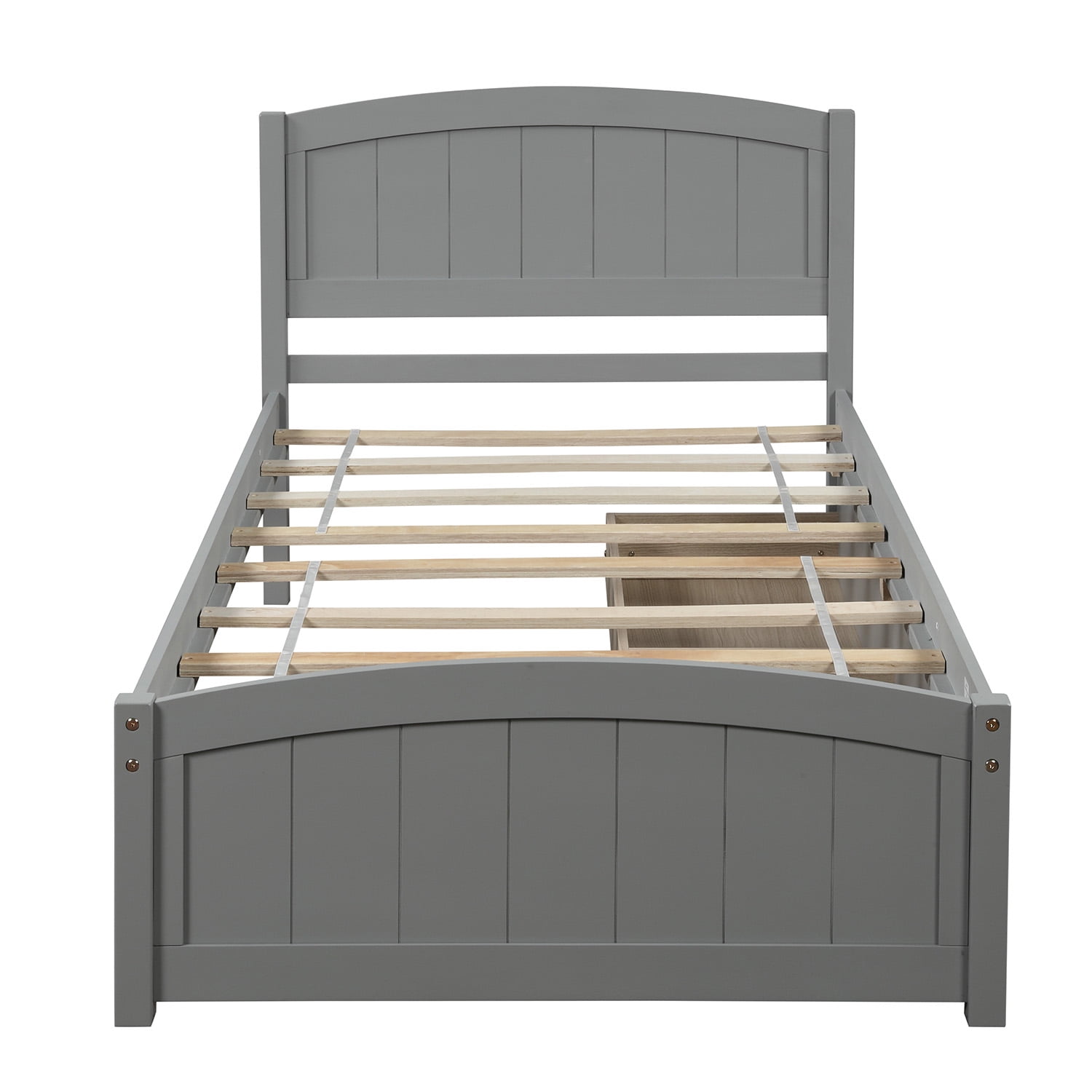 Gewnee Kids Wood Platform Bed,Twin Size Platform Bed with Headboard and Storage Drawers,Gray