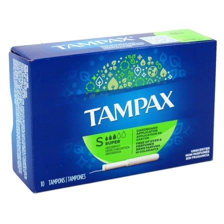 Tampax Tampons Super 10 Count Unscented (Pack of 2)
