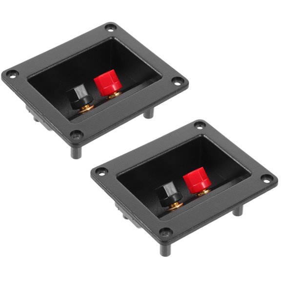 Hemobllo 2Pcs Speaker Terminal Plate with ABS Copper Binding Post for Subwoofer Box Black