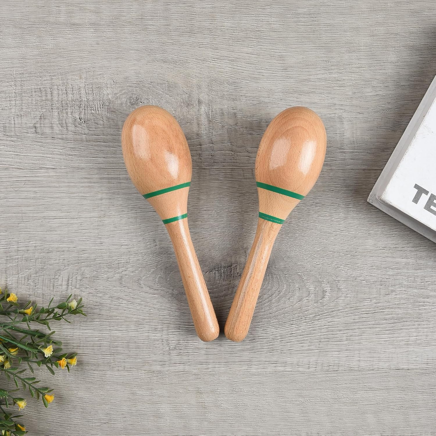 ABPETE Professional Wooden Rumba Shakers Hand,Percussion Rattles Latin Musical Instrument with Clear Salsa Rhythm for Adults Kids Party Game Playing, Set of 2