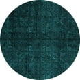 thumbnail image 1 of Ahgly Company Machine Washable Indoor Round Abstract Turquoise Blue Modern Area Rugs, 5' Round, 1 of 4