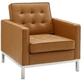 thumbnail image 2 of Modway Loft Tufted Button Faux Leather Upholstered Accent Armchair, Tan, 2 of 5